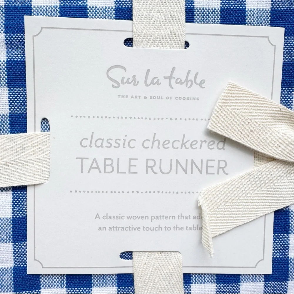 Sur la Table Table Runner in BBQ Check Blue | NWT